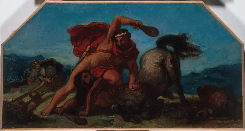 Hercule tuant le centaure Nessus av Eugène Delacroix