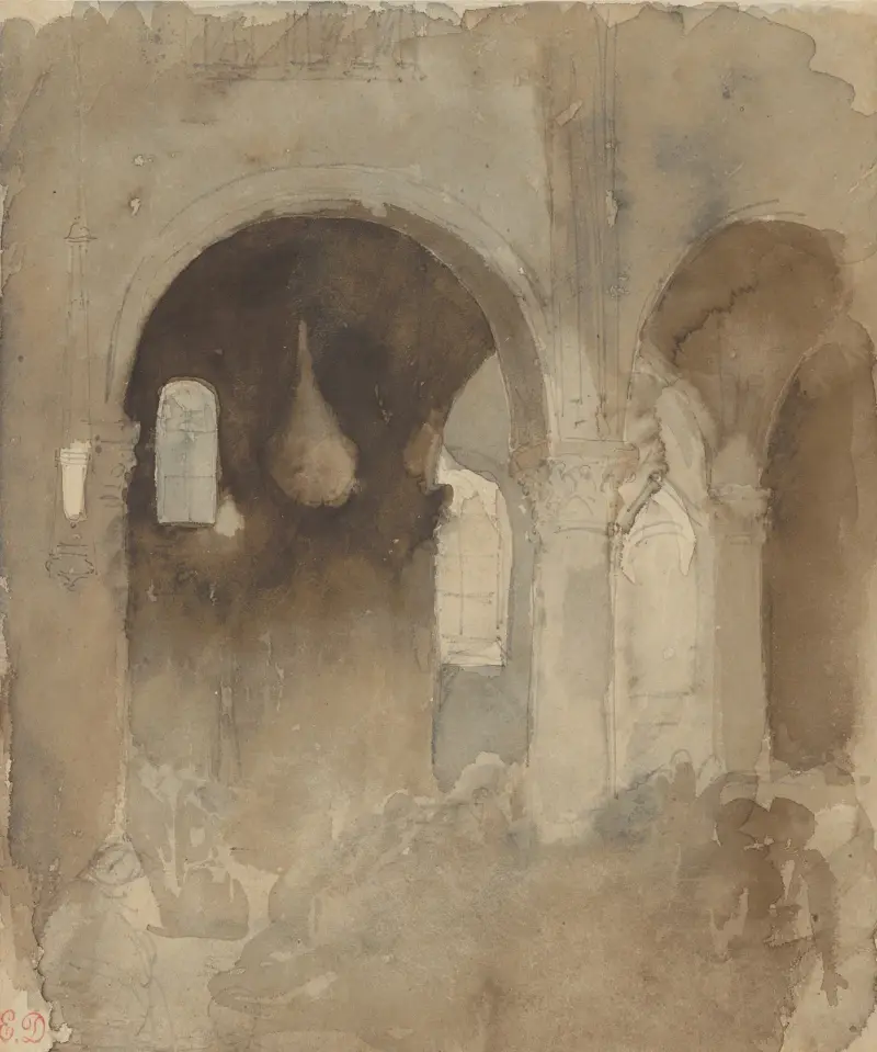 Interior of the Church of Valmont Abbey av Eugène Delacroix