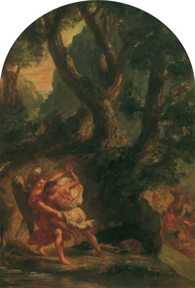 Jakob ringt mit dem Engel av Eugène Delacroix