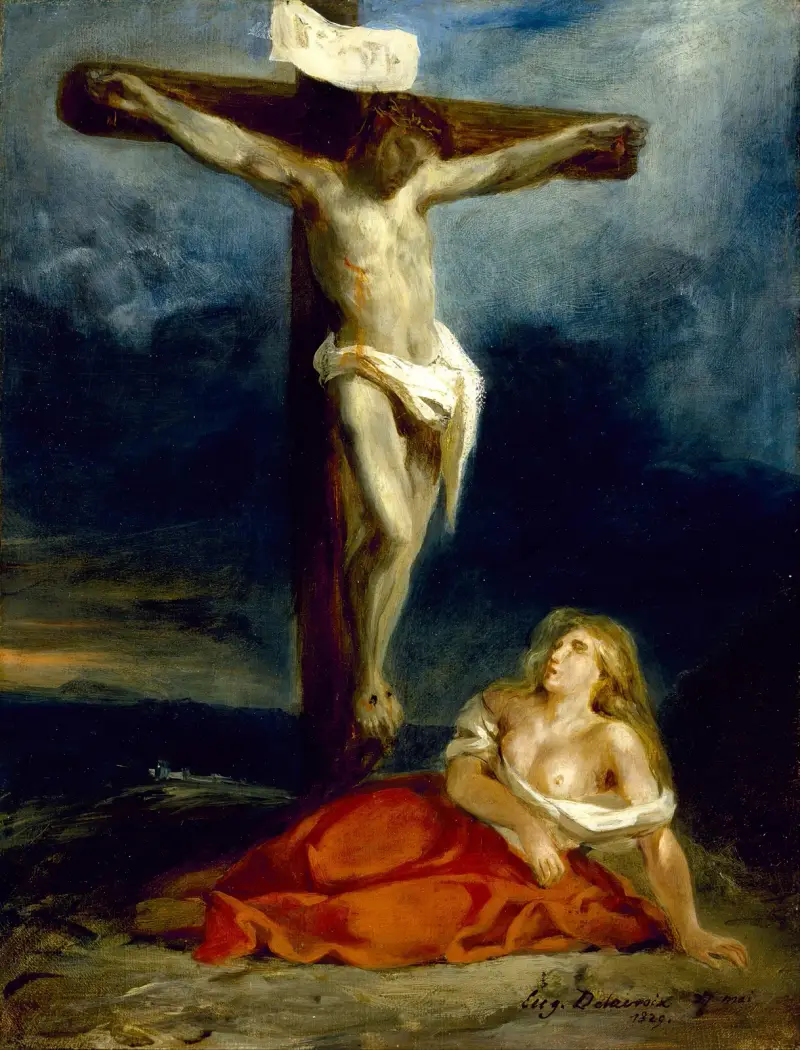 Saint Mary Magdalene At The Foot Of The Cross av Eugène Delacroix