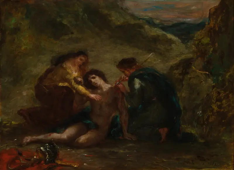 St. Sebastian with St. Irene and Attendant av Eugène Delacroix
