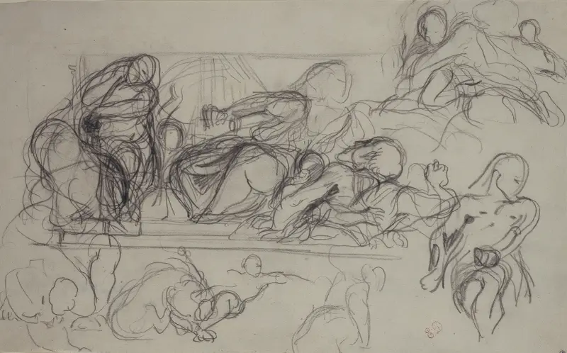 Studie für eine Dekorationsmalerei im Palais Bourbon av Eugène Delacroix