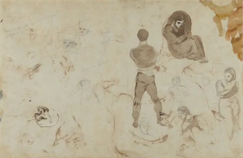 Studies of Heads and Figures av Eugène Delacroix