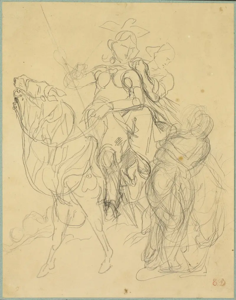Study for Marphise and the Mistress of Pinabel av Eugène Delacroix