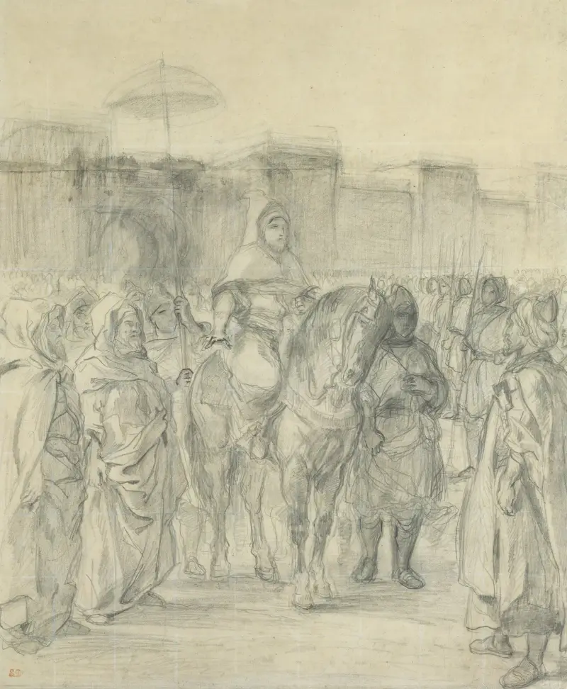 Study for ‘The Sultan of Morocco and His Entourage’, 1845 av Eugène Delacroix