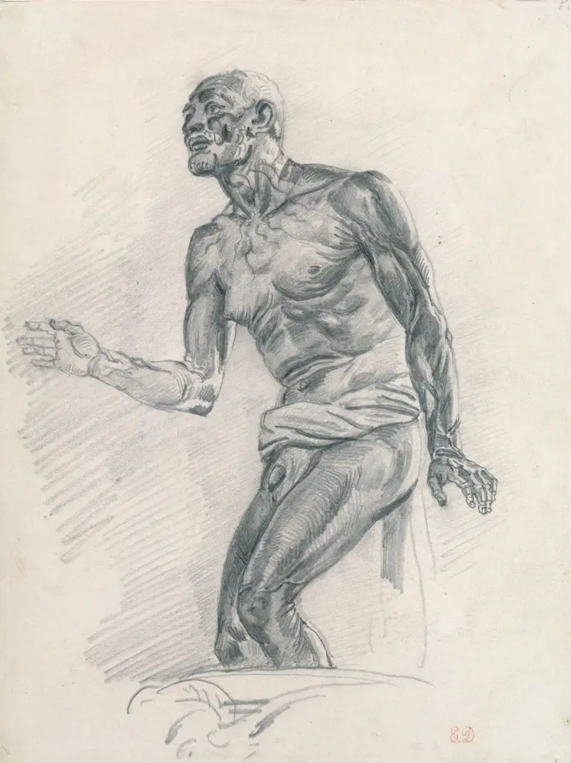 Study of a Male Nude Study for ‘The Death of Seneca’ av Eugène Delacroix