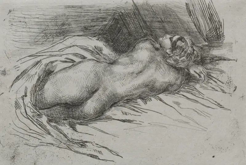 Study of a Woman Seen from the Back, 1833 – nr 2 av Eugène Delacroix