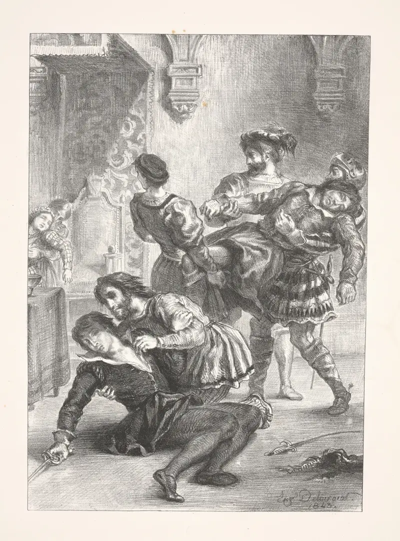The death of Hamlet (Act V, scene ii) av Eugène Delacroix