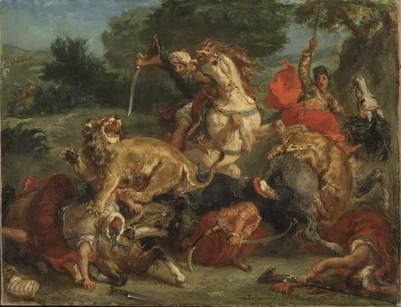 Polowanie na lwy, 1855, Eugène Delacroix
