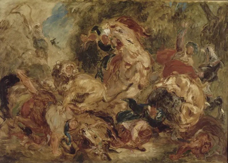 Die Löwenjagd, 1854 von Eugène Delacroix