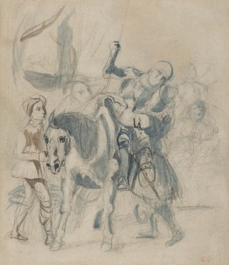 Den sårade Götz von Berlichingen tar sin tillflykt till ett zigenarläger av Eugène Delacroix