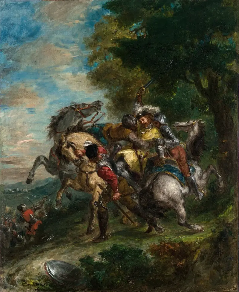 Weislingen Captured by Götz’s Men av Eugène Delacroix