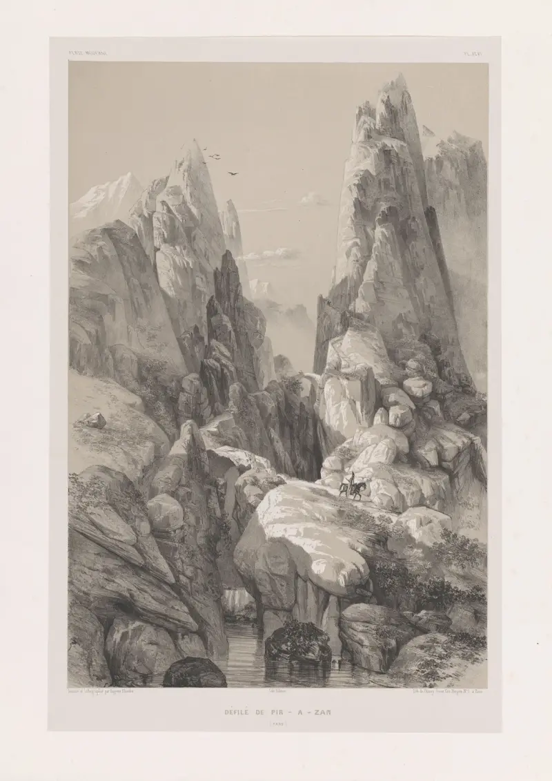Défilé de Pir-a-Zan (Fars) av Eugène Flandin