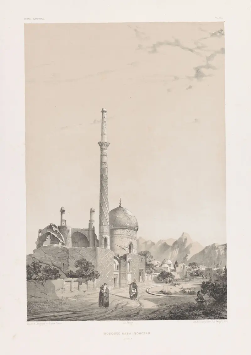 Mosquée Baba-Souctah Ispahan av Eugène Flandin