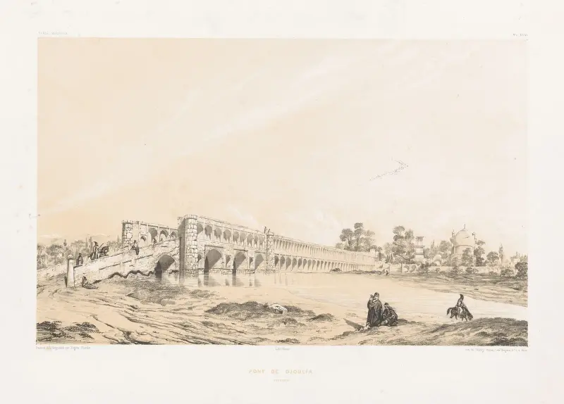 Pont de Djoulfa Ispahan av Eugène Flandin
