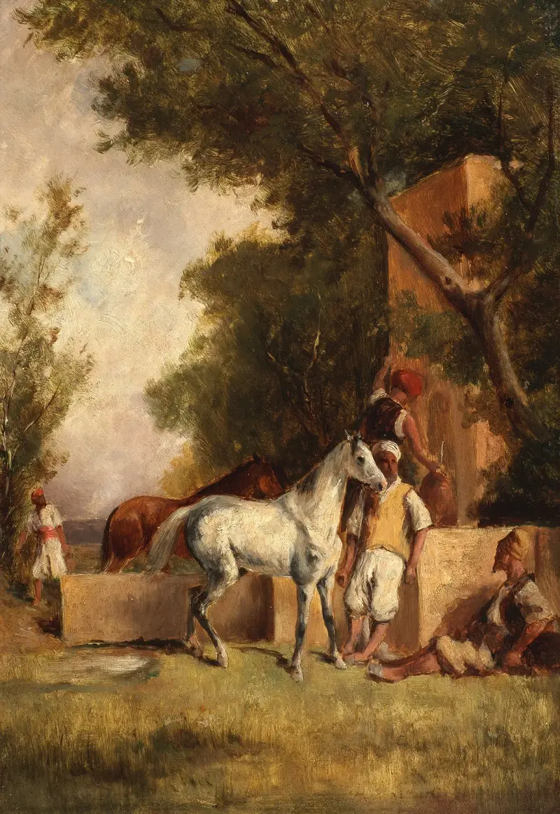 A halt at the fountain av Eugène Fromentin