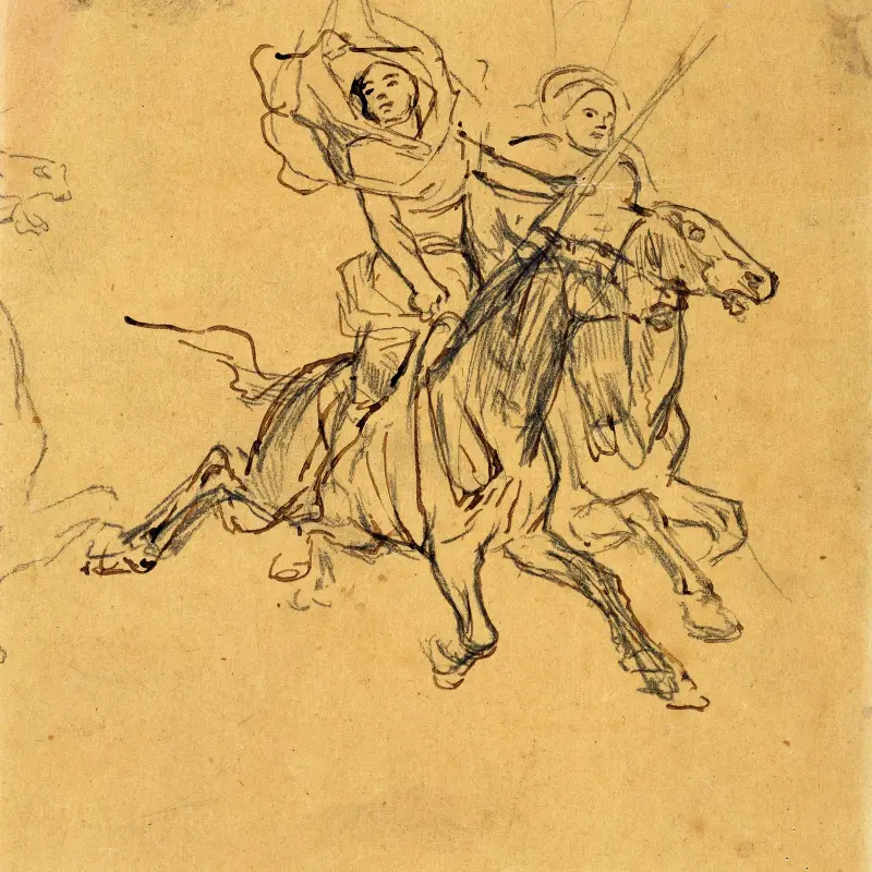 Två ryttare (studie) av Eugène Fromentin