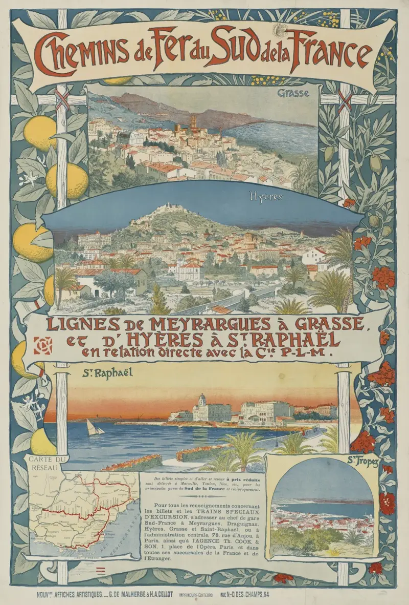 Chemins de fer du Sud de la France. Lignes de Meyrargues à Grasse av Eugène Grasset