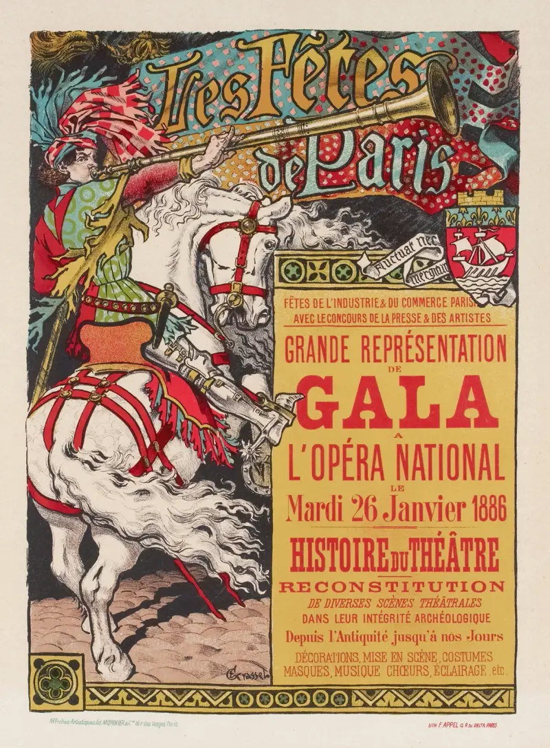 Parisfesterna: Stor gala föreställning på Opéra National tisdagen den 26 januari 1886 av Eugène Grasset