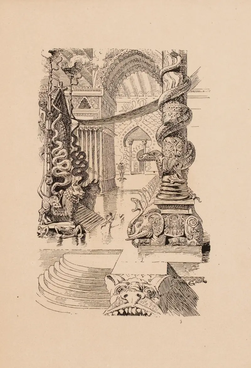 Pécopin dans le palais du géant av Eugène Grasset