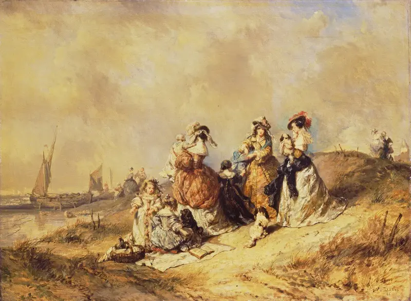 En promenad vid havet av Eugène Isabey