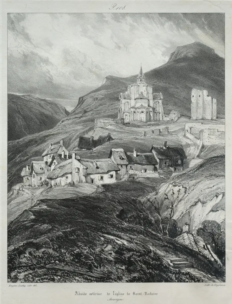 Abside de l’église de Saint Nectaire av Eugène Isabey