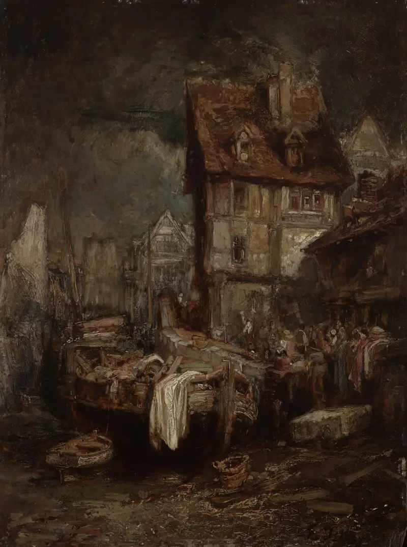 Hamninteriör (Vattenfrontsmarknad) av Eugène Isabey