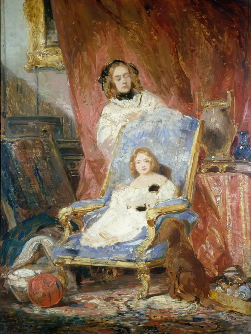 Porträtt av Madame Isabey och hennes dotter av Eugène Isabey