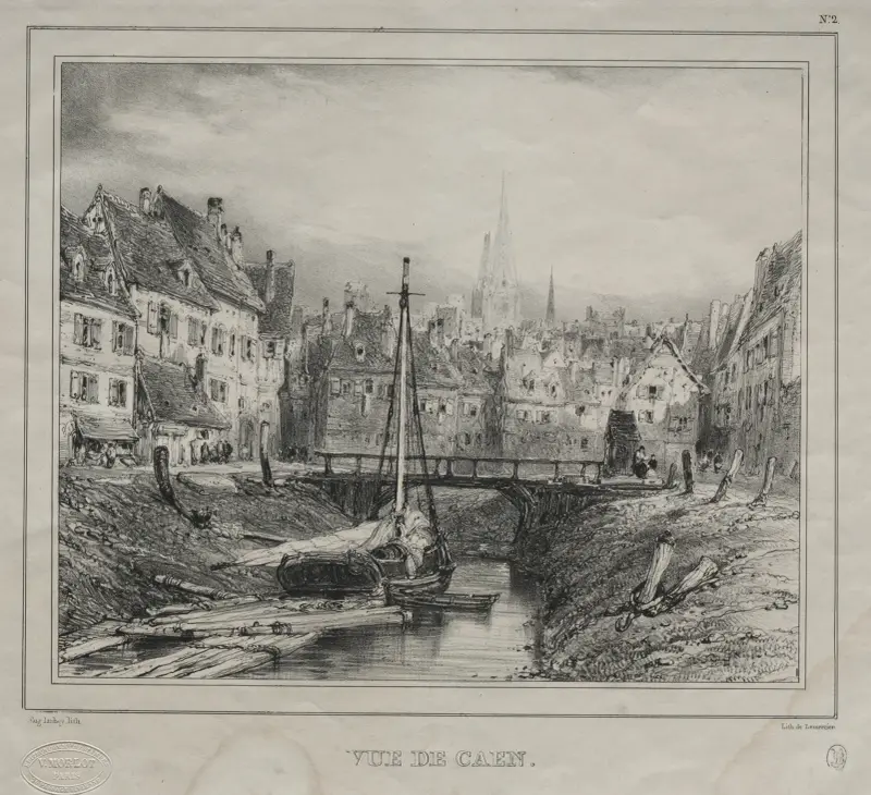 Pohled na Caen, Eugène Isabey