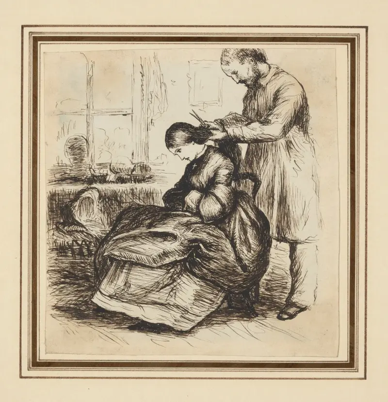 A head of hair for sale av Sir John Everett Millais