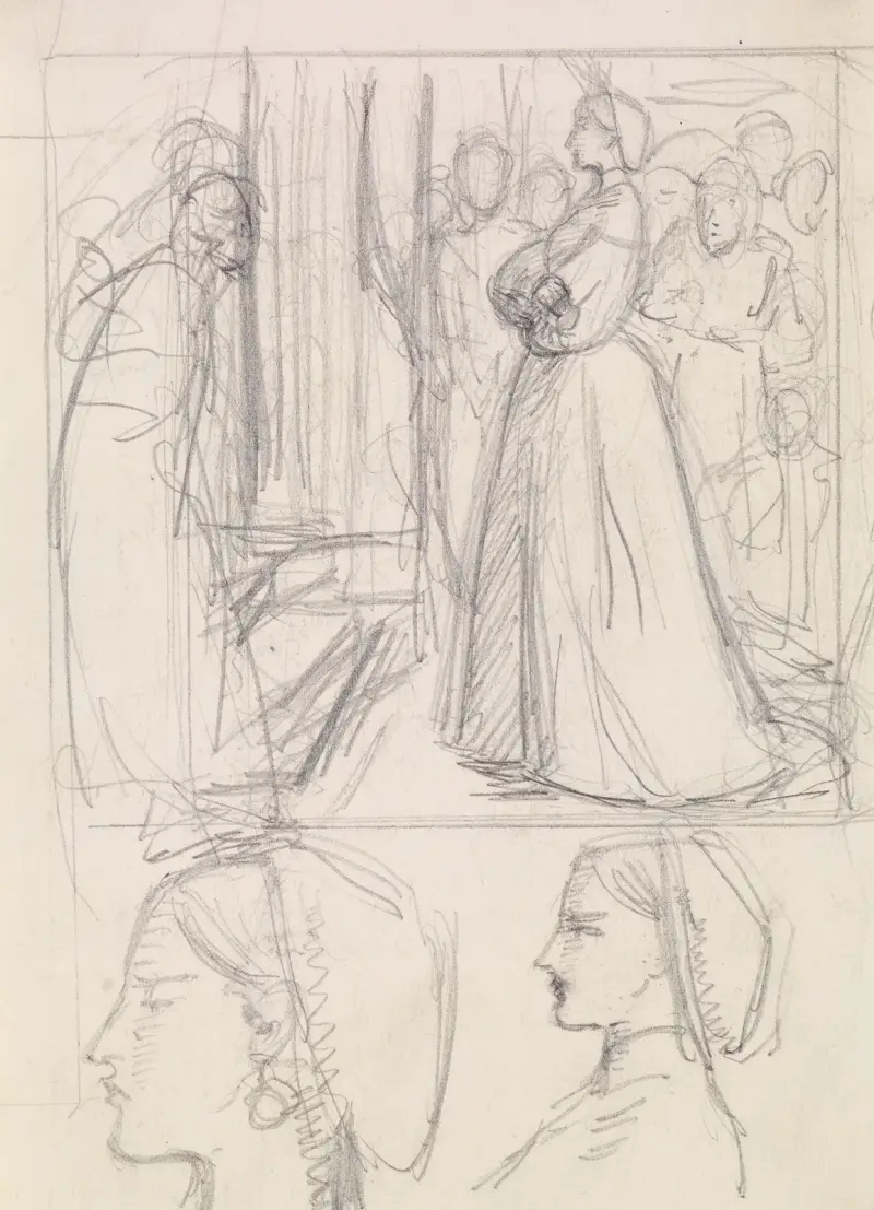 Christina Rossetti’s Maude Clare – Figure and Head Studies, 1859 – nr 1 av Sir John Everett Millais