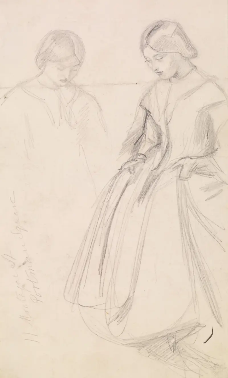 Female – Sketches of a Girl holding her Skirt av Sir John Everett Millais