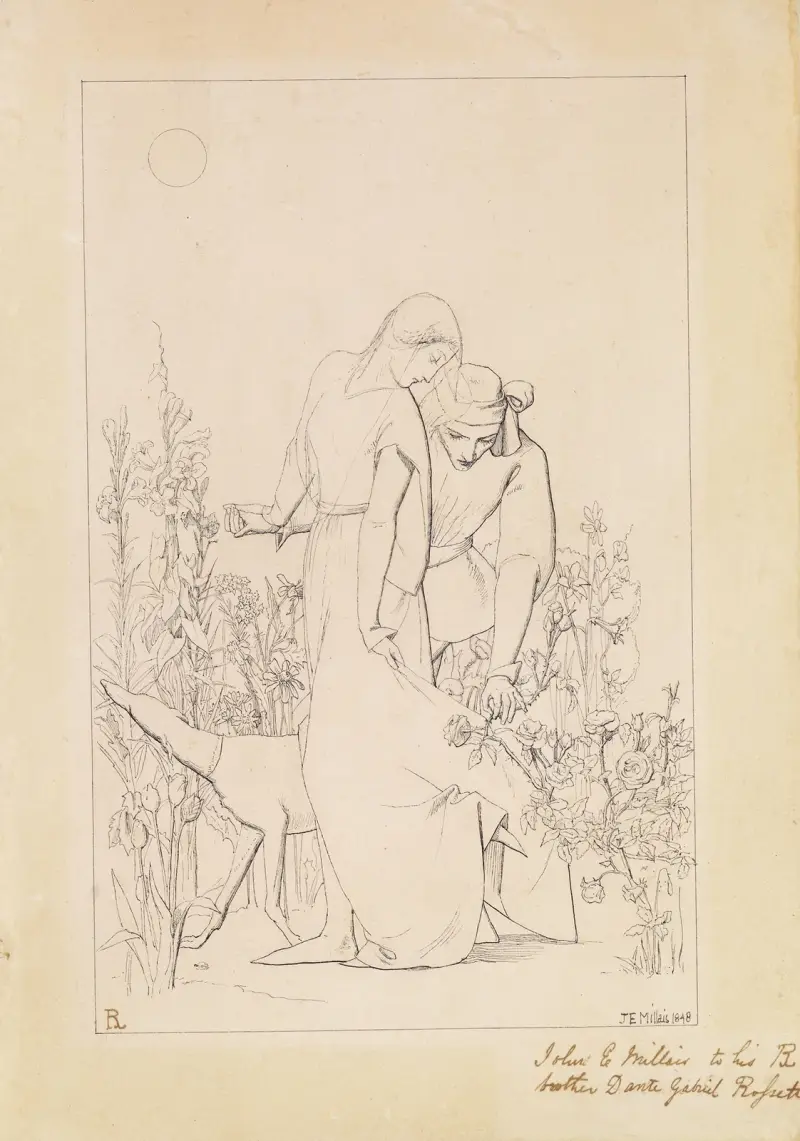 Lovers by a Rosebush, 1848 – nr 2 av Sir John Everett Millais