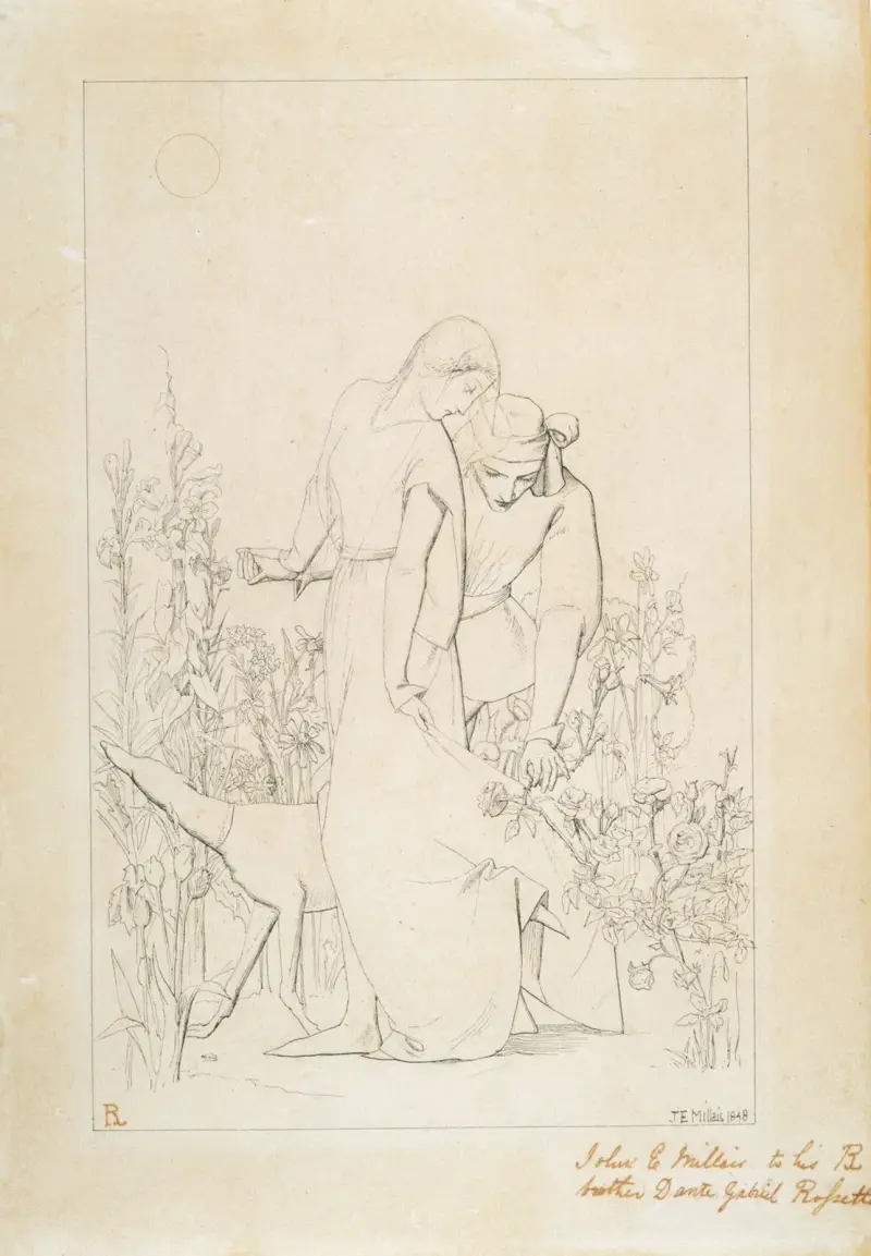 Liebende an einem Rosenbusch, 1848 – Nr. 1 von Sir John Everett Millais