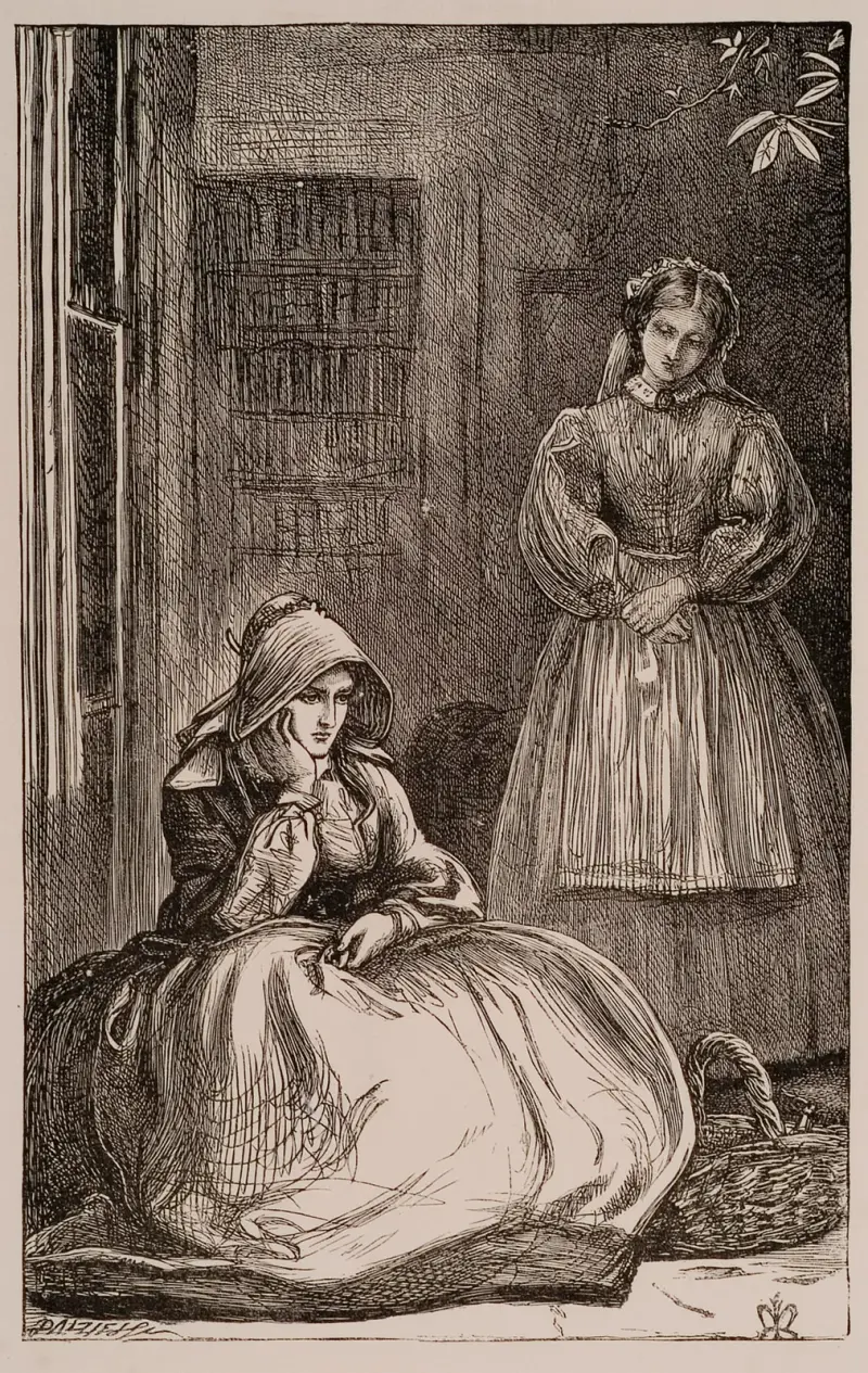 Please, Ma’am, can we have the peas to shell av Sir John Everett Millais