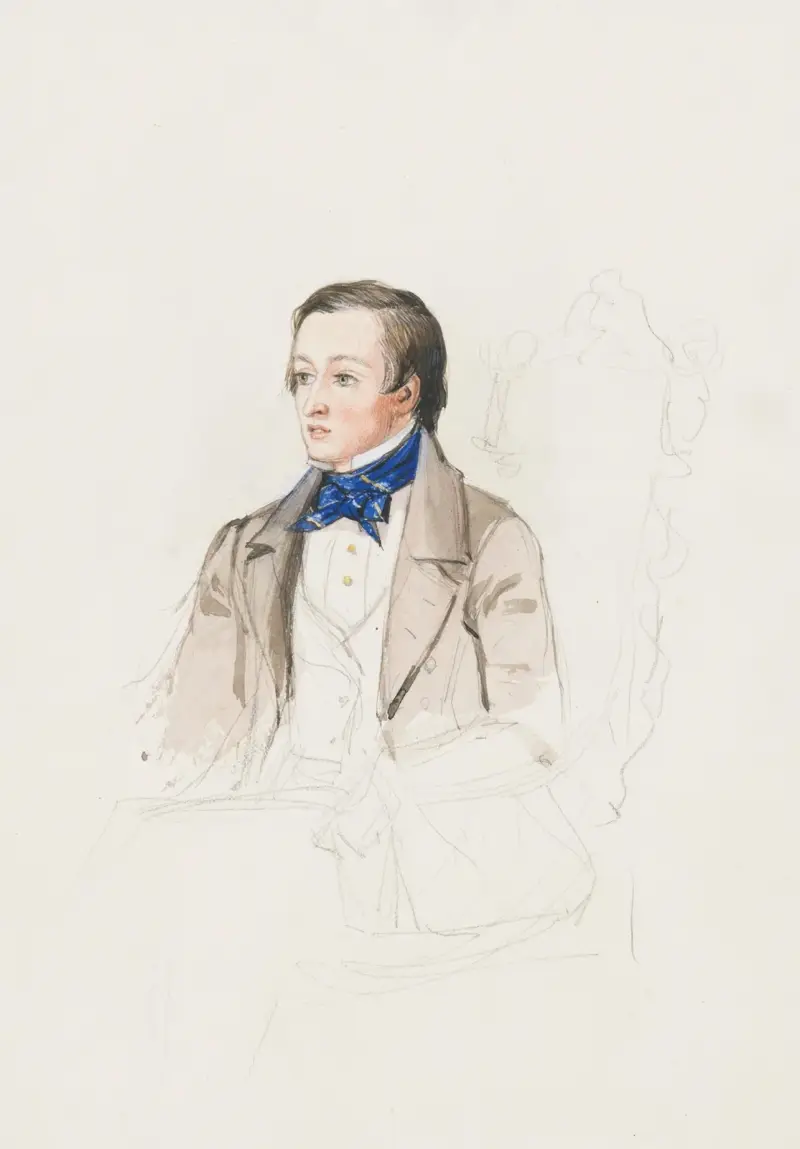 Portrait study of Mr R. Stephens of Merton College, Oxford av Sir John Everett Millais