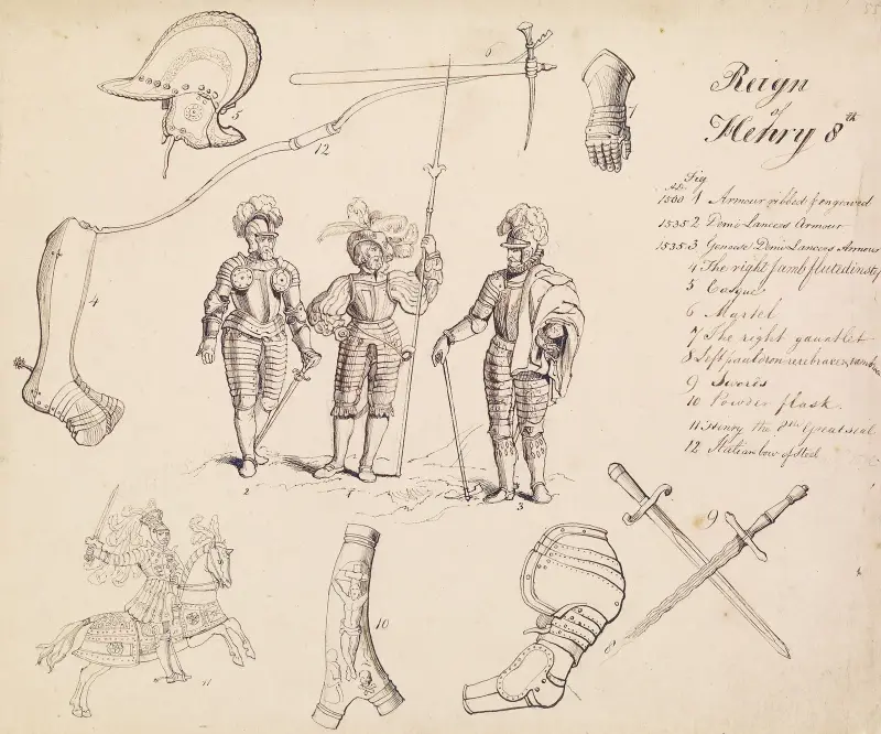 Rüstungsskizzen – Studie für Heinrich VIII., 1844 – Nr. 1 von Sir John Everett Millais