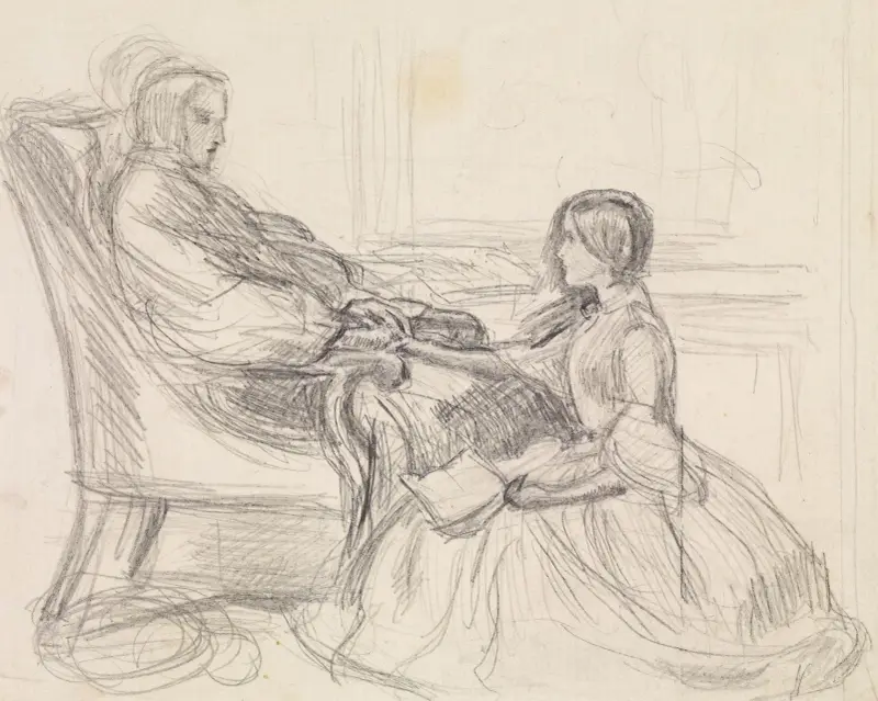 Tennyson’s The Grandmother’s Apology – Figure Study av Sir John Everett Millais