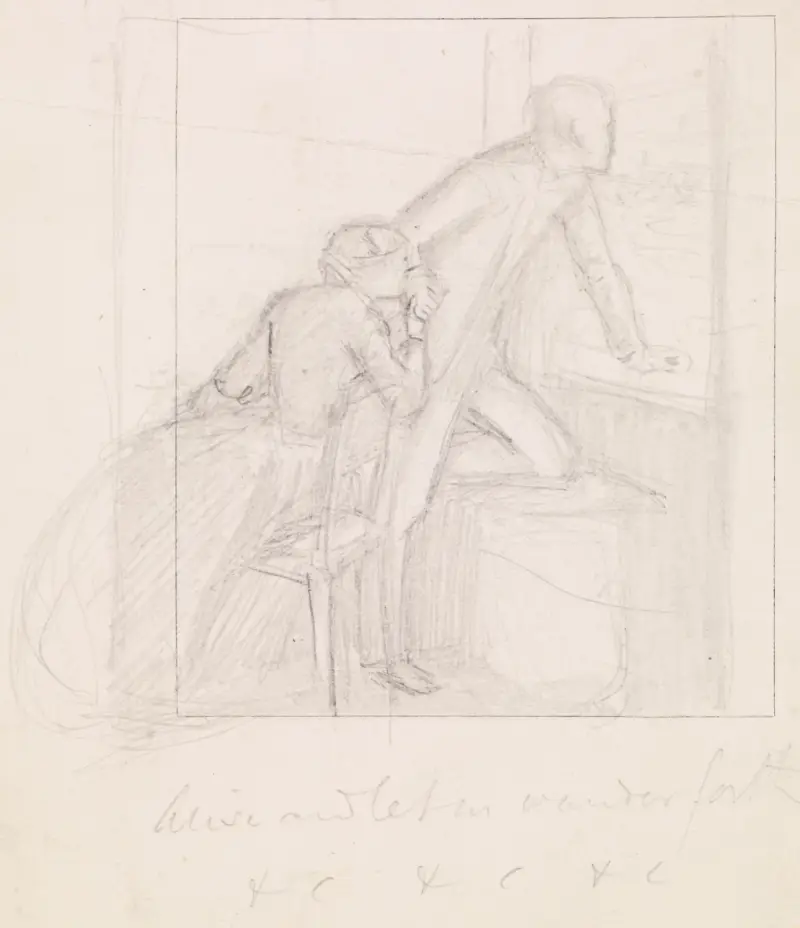 Tennyson’s The Miller’s Daughter – Study for Husband and Wife in Arise and Let us Wander Forth, 1855 – nr 1 av Sir John Everett Millais