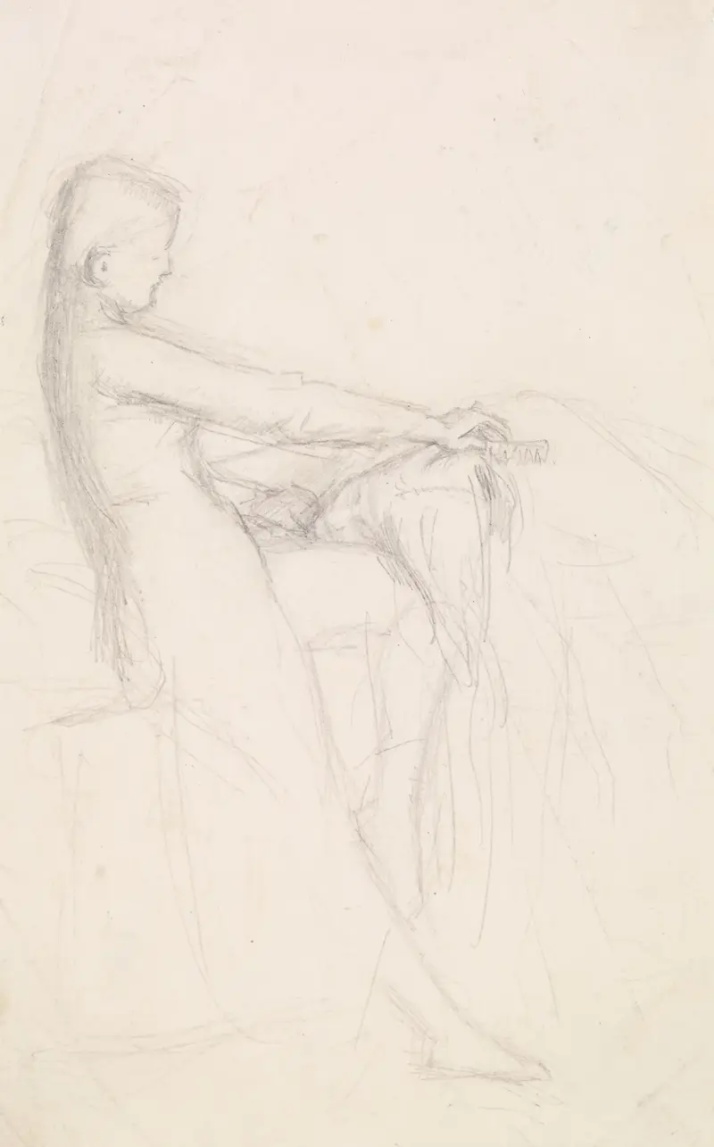 Tennyson’s The Sisters – Figure Sketch, 1855 – nr 2 av Sir John Everett Millais