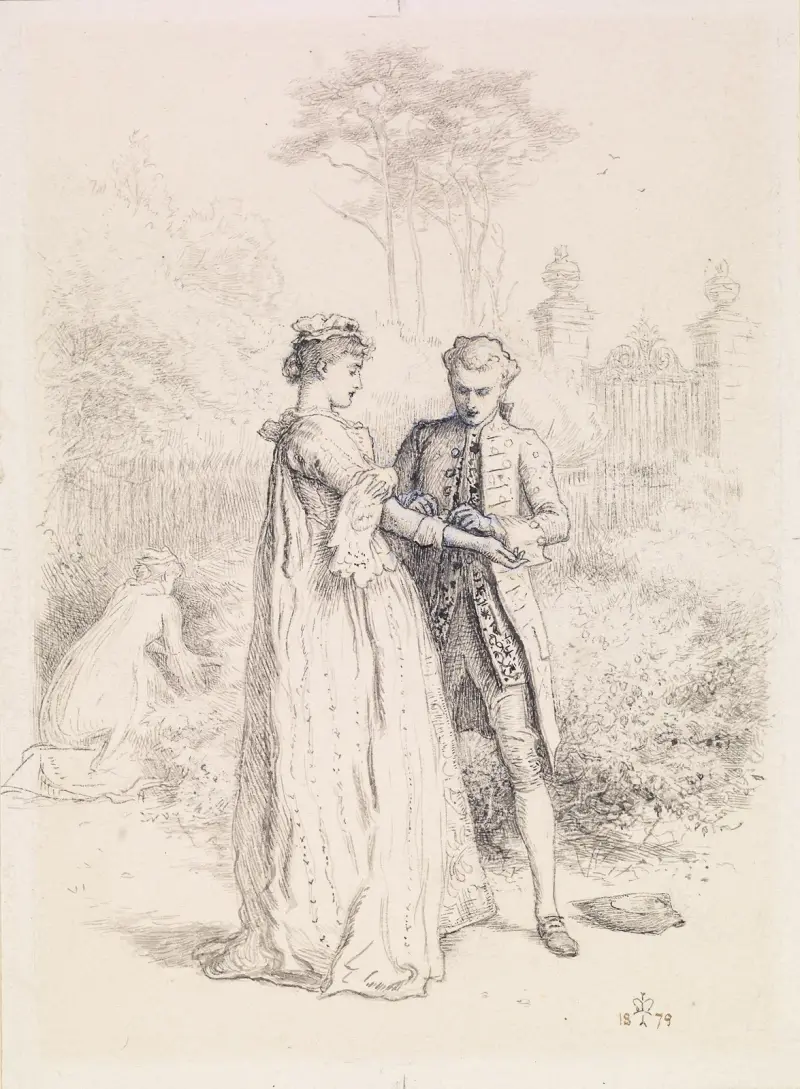 Thackeray’s Barry Lyndon – Barry Lyndon’s First Love av Sir John Everett Millais