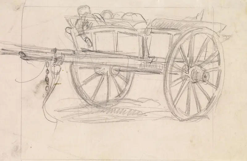 The Plague of Elliant – Sketch of a Cart carrying the Dead av Sir John Everett Millais