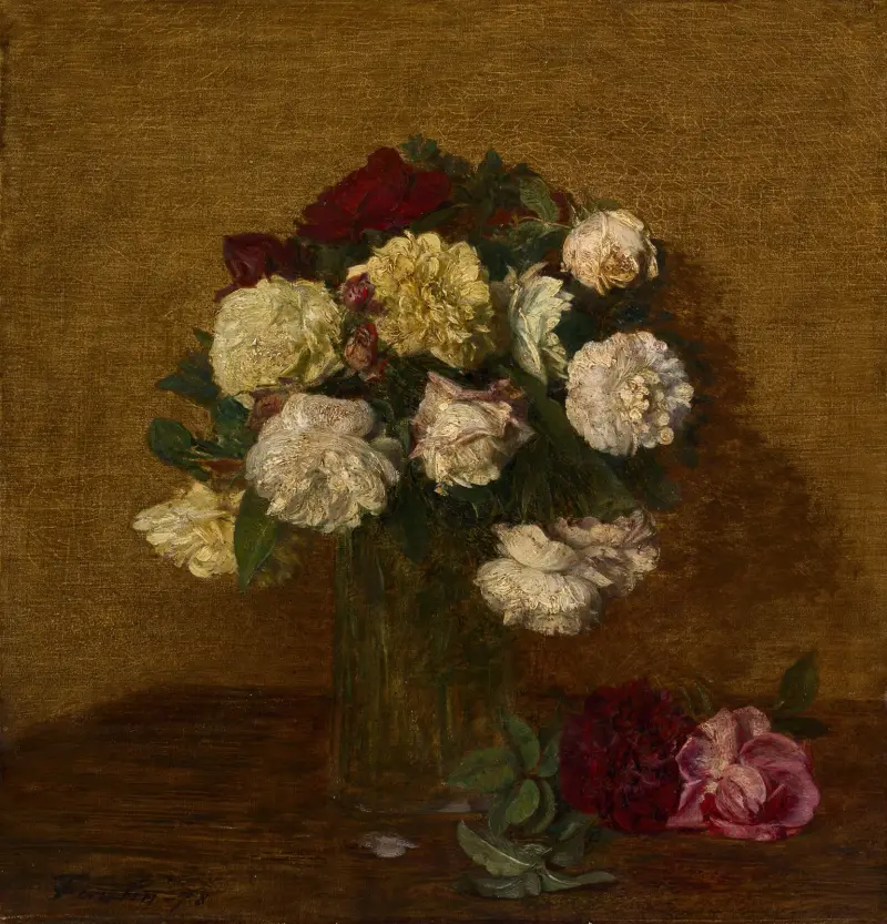 Roses In A Vase av Henri Fantin-Latour