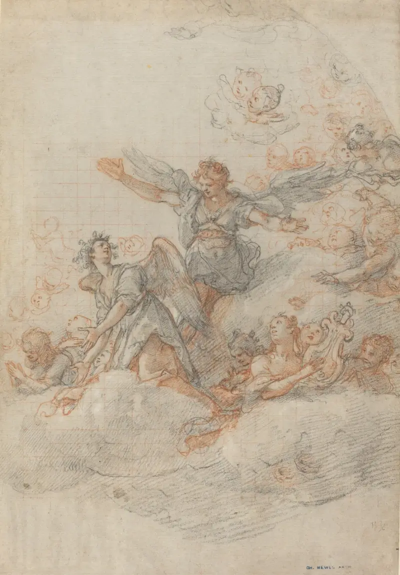 Änglar och putti i molnen av Federico Zuccaro