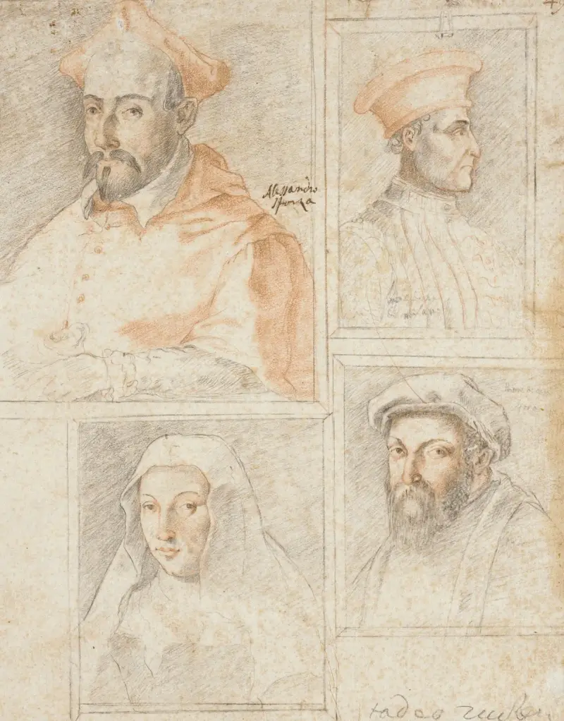 Fyra porträttstudier av familjen Sforza av Federico Zuccaro