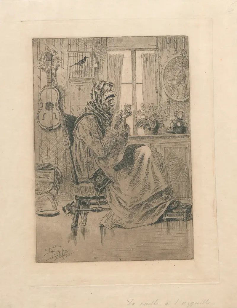 Den gamla kvinnan med nålen av Félicien Rops