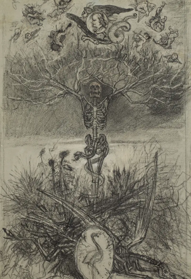 Slutteckning till frontespisen i 'Les Épaves' av Charles Baudelaire av Félicien Rops