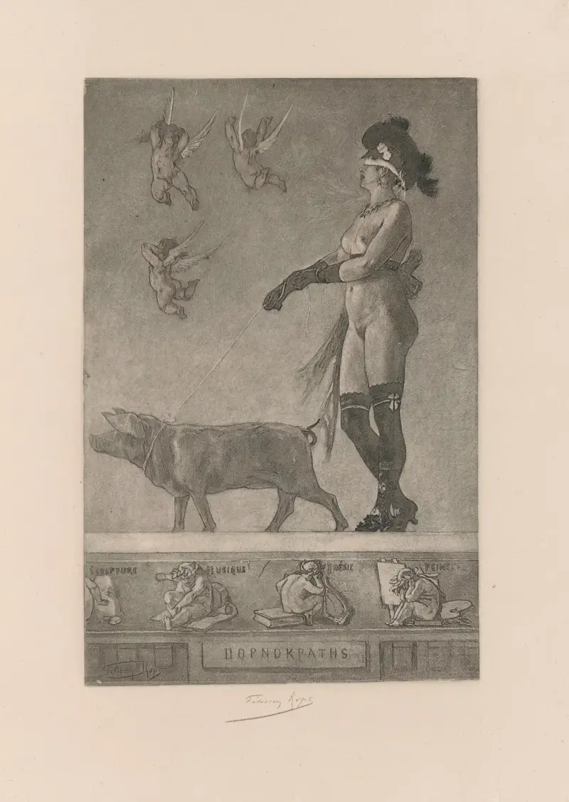 Damen med grisen av Félicien Rops
