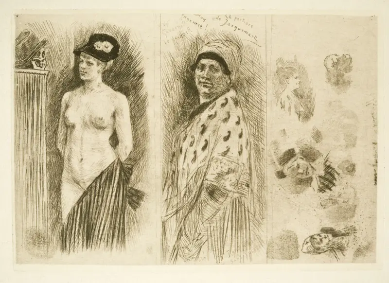 Kobieta z czaszką i dozorca Jacquemarta, Félicien Rops