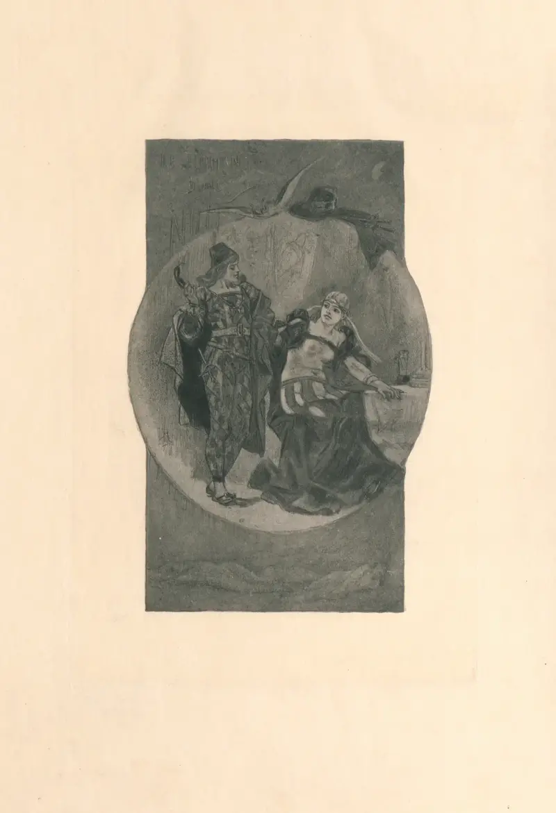 Titelblatt für ‚Le roman d’une nuit' von C. Mendès von Félicien Rops